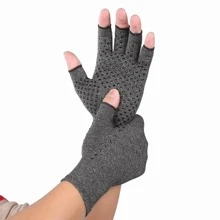 1pair Grey Arthritis Gloves, Modern Anti-slip Breathable Gloves For Pain