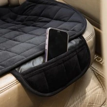 1Pc Rear Car Seat Mat, Universal Rear Back Car Auto Cover Non-Slide Winter Pad, Back Seat Cover Flocking Cloth Covers Keep Warm Car Rear Seat Covers, Rear Seat Cover for Most 5-Seat Cars - Black - View 5