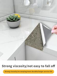 1卷PET厨房贴纸，现代大理石纹防水防油厨房墙贴，厨房贴纸，墙贴，乙烯基贴花，家居装饰，春季装饰品，让您的家焕然一新，节日装饰贴纸礼物生日毕业 - 淺灰色 - 查看 7