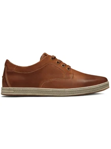 SHOESMALL Men's Leather Fashion Sneakers Retro Casual Shoes Breathable Dress Sneakers - 紅色 - 查看 9