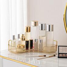 Makeup Organizer 2 Packs, Stackable Cosmetic Storage, Cosmetic Display Case For Lotions Perfume Lipstick, Makeup Storage Shelf For Corner, Bathroom, Vanity Countertop, Bedroom Cosmetic Organizer - Champagne - View 4