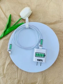 Bộ 5 nắp đậy đầu sạc & Bộ bảo vệ cáp dữ liệu xoắn ốc bằng laser 1,4m Tương thích với iPhone - Trong sáng - Xem 2