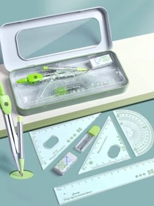 不銹鋼圓規量角器套裝,包括圓規,尺和量角器 - 紫色 - 查看 2