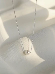 Faux Pearl Charm Necklace