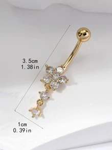 Rhinestone Flower Decor Navel Belly Ring Valentines