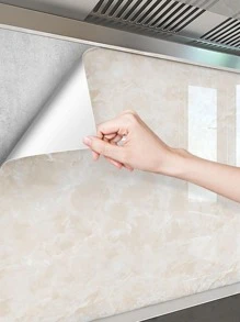 1roll PET Kitchen Sticker, Modern Marble Pattern Waterproof Oil Proof Kitchen Wall Decal For Kitchen - Yellow - View 5