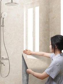 1roll PET Kitchen Sticker, Modern Marble Pattern Waterproof Oil Proof Kitchen Wall Decal For Kitchen - Yellow - View 4