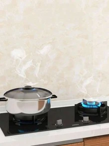 1roll PET Kitchen Sticker, Modern Marble Pattern Waterproof Oil Proof Kitchen Wall Decal For Kitchen - Yellow - View 7