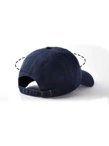 Unisex Vintage Washed Unstructured Baseball Cap Adjustable Dad Hat - Navy Blue - View 5