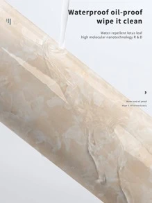 1roll PET Kitchen Sticker, Modern Marble Pattern Waterproof Oil Proof Kitchen Wall Decal For Kitchen - Yellow - View 12