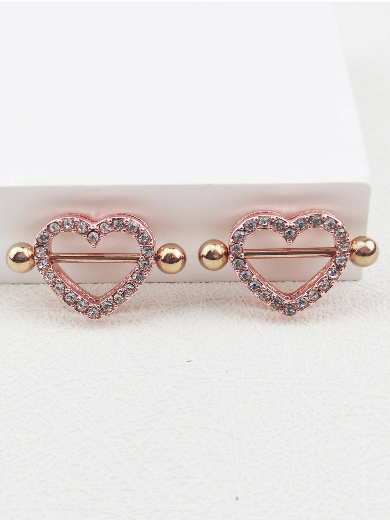 2pcs/set Heart Nipple Ring - Multicolor - View 1