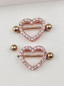 2pcs/set Heart Nipple Ring - Multicolor - View 2