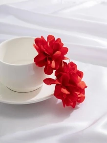 1 Cặp bông tai hoa vải thanh lịch và thời trang, Phụ kiện phong cách sàn diễn quyến rũ, Quà tặng cho tiệc lễ hội (Tặng kèm nút tai màu trắng hoặc nút tai trong suốt để tránh bông tai đâm thủng túi đựng, Sản phẩm thực tế có thể khác nhau) Ngày lễ tình nhân - Đỏ - Xem 4
