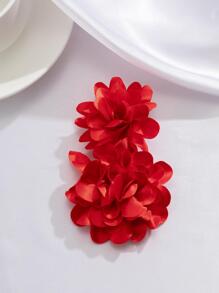 1 Cặp bông tai hoa vải thanh lịch và thời trang, Phụ kiện phong cách sàn diễn quyến rũ, Quà tặng cho tiệc lễ hội (Tặng kèm nút tai màu trắng hoặc nút tai trong suốt để tránh bông tai đâm thủng túi đựng, Sản phẩm thực tế có thể khác nhau) Ngày lễ tình nhân - Đỏ - Xem 3