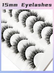 Asiteo 7对15毫米超蓬松自然仿貂毛假睫毛，交叉式精致浓密全条假睫毛 - 黑色 - 查看 7