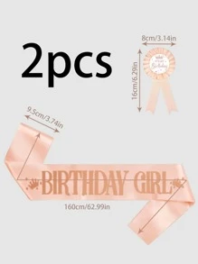 2 chiếc Sash đồ họa khẩu hiệu & Bộ huy hiệu - Hồng - Xem 3