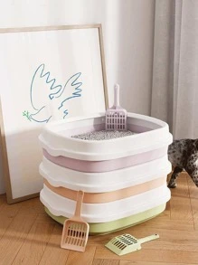 1 pieza Pala para arena para mascotas unicolor con abertura de color al azar para gato para limpieza - Multicolor - Ver 2