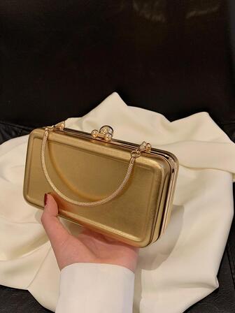 女性時尚質感紋理素色發亮的便攜小方包