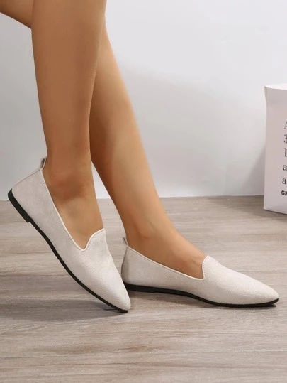 Mujer Zapatillas planas minimalista de punta de serraje falso plano elegante