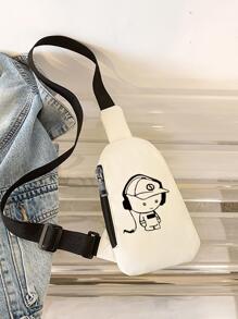 兒童滌綸單肩包卡通人物圖案