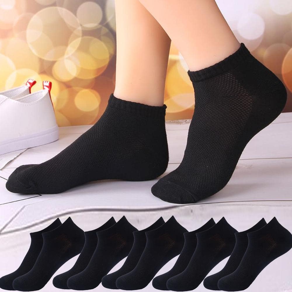 5pairs Women Solid Breathable Casual Invisible Socks For Summer - Black - View 1