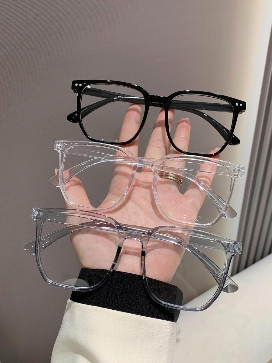 3 pares de gafas cuadradas transparentes para mujer, accesorios de gafas transparentes, accesorios de gafas para mujeres - Multicolor - Ver 1