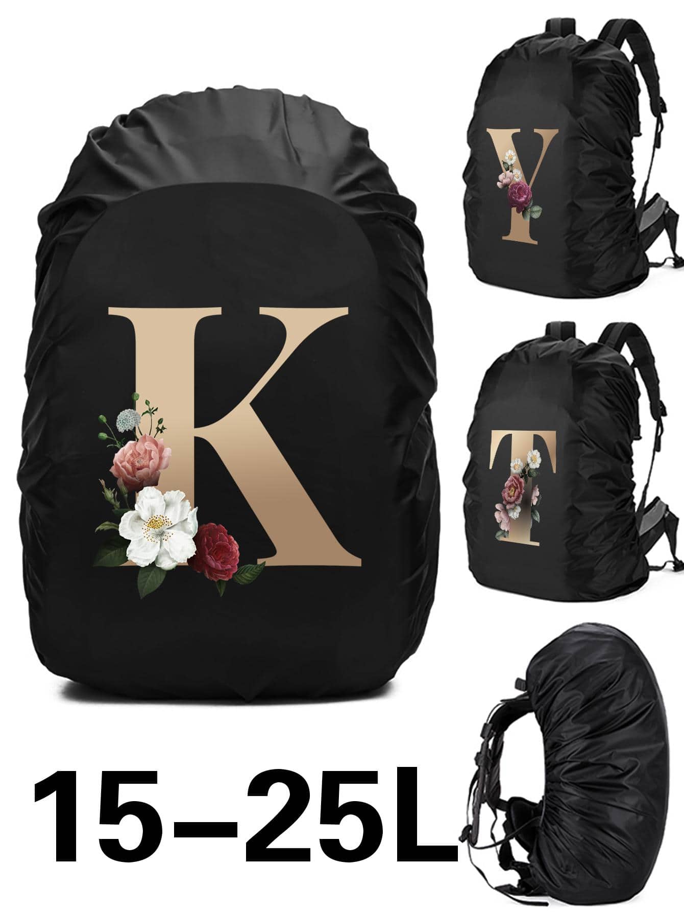 20L Ba Lô Che Mưa Chữ Cái Đầu Hoa Văn Chống Bụi Bao Chống Nước Mưa Cho Lưng Du Lịch Leo Núi Túi bao Da - màu đen - Xem 1