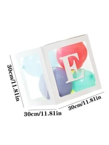 1套氣球盒，嬰兒盒一個盒子帶字母白色透明氣球盒塊用於嬰兒淋浴 - 白色 - 查看 2