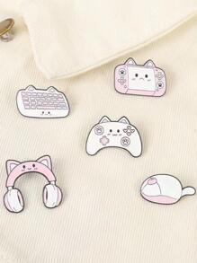 5入組/套卡通貓設計胸針 - 套裝 - 查看 2
