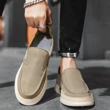 Giày Sneaker Thể Thao Cho Nam, Giày Sneaker Slip On Tối Giản - Màu Khaki - Xem 1