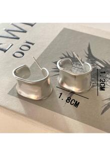 1 đôi bông tai dạng vòng kết cấu thời trang cho phụ nữ để trang trí hàng ngày - Bạc - Xem 3