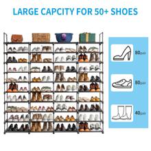 10 Tiers Shoe Rack Storage Organizer Shoe Shelf Organizer for Entryway Holds 80 Pairs Shoe, Stackable Shoe Cabinet Shoe Rack - Black - View 8