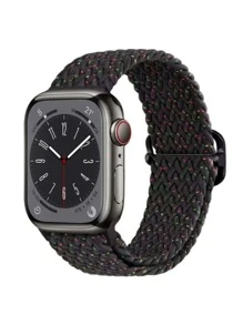 1入組黑色編織細節休閒織物錶帶38/40/41/42/44/45/49mm,適用於Apple Watch4/5/6/7/8/SE/Ultra - 彩色 - 查看 1