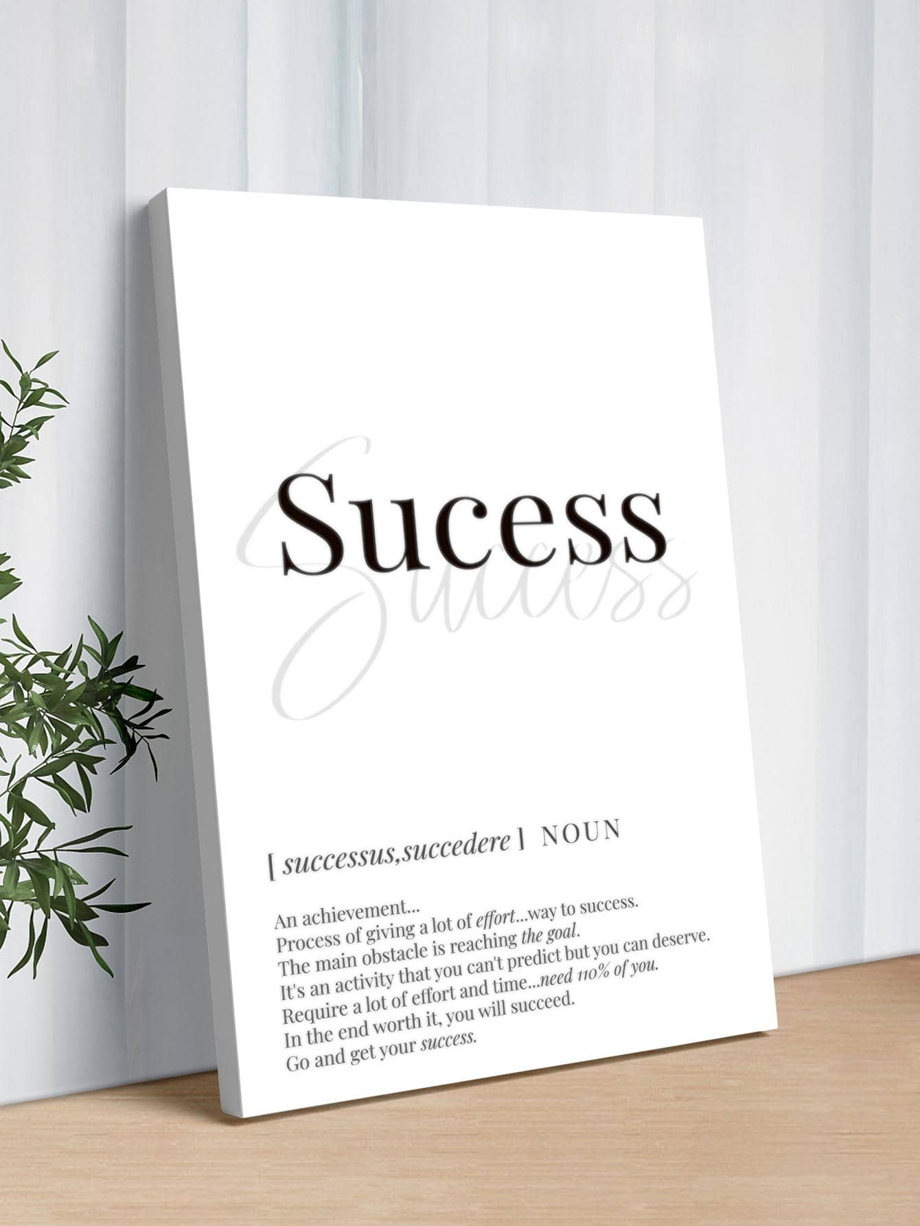 1入組標語圖案裱框畫,現代化學纖維家庭裝飾牆壁藝術繪畫 - 黑與白 - 查看 1