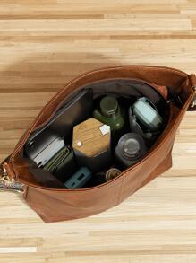 Túi đeo vai bằng da PU Dây đeo phong cách quốc gia dành cho nữ Ví giải trí Túi đeo chéo màu nâu cổ điển Túi xách giả da Túi xô da lấy cảm hứng từ cổ điển Hoàn hảo cho phong cách đeo chéo của phụ nữ - màu nâu - Xem 4