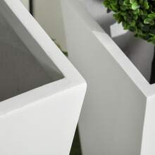 Outsunny 2-Pack MgO Flower Pots with Drainage Hole, Outdoor Planters - White - View 7