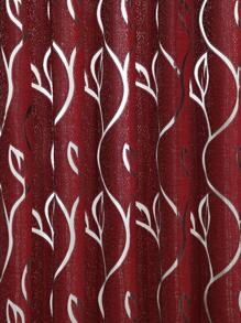 葉子圖案單面板透明窗簾，現代滌綸濾光隱私透明窗簾適用於客廳和臥室 - 紅色 - 查看 5