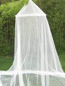 1pc Plain Color Simple Mosquito Net, White Polyester Bed Canopy For Household - White - View 1