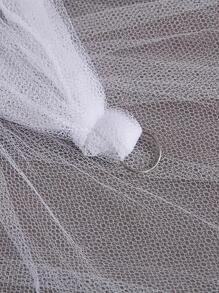 1pc Plain Color Simple Mosquito Net, White Polyester Bed Canopy For Household - White - View 2