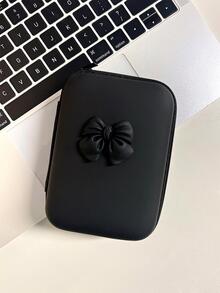 EVA Bow Decor Data Cable Storage Bag - Black - View 4