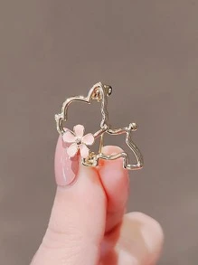 Flower Decor Dog Design Brooch Valentines,Mom,Mother,Mother's Day,Gift - Gold - View 1