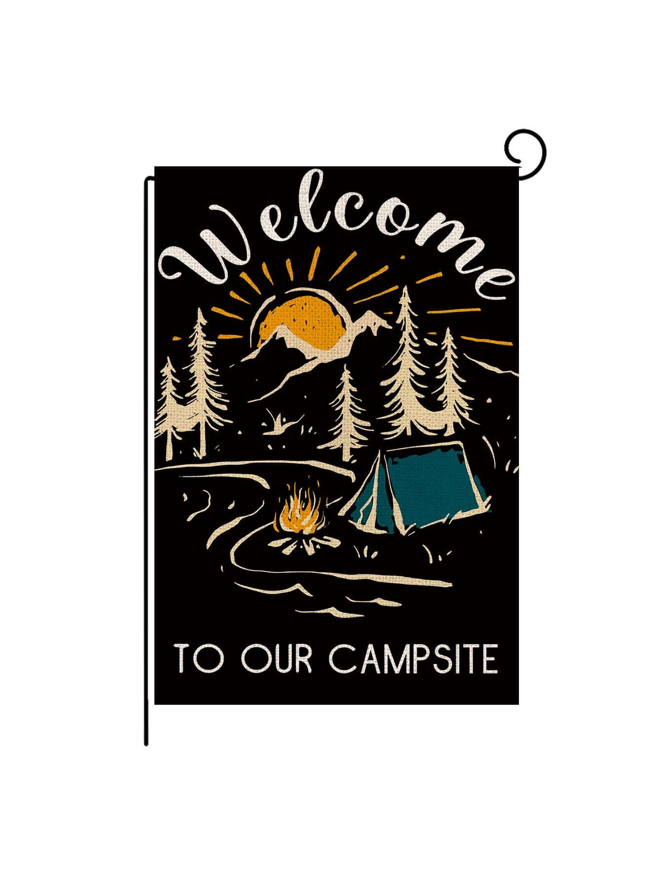 1pc Polyester Garden Flag, Modern Tree & Letter Graphic Yard Flag For Home - Multicolor - View 1