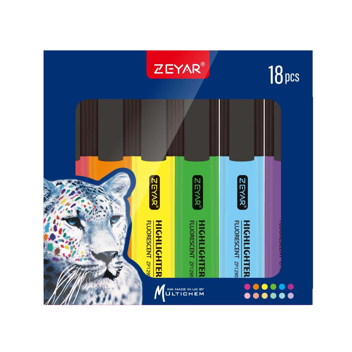ZEYAR Highlighter, Pastel Colors Chisel Tip Marker Pen, AP Certified, Assorted Colors, Water