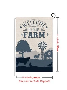 1pc Polyester Garden Flag, Modern Tree & Letter Graphic Yard Flag For Home - Multicolor - View 3