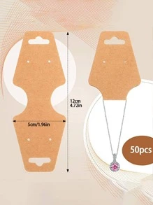 50張素色可折疊首飾收納卡，家用簡約紙質首飾展示卡 - 卡其色 - 查看 5