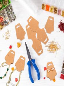 50張素色可折疊首飾收納卡，家用簡約紙質首飾展示卡 - 卡其色 - 查看 2