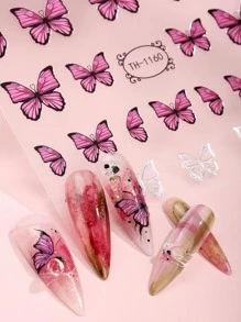 Beauty Sticker 4入組蝴蝶設計多色藝術銀箔diy美甲沙龍裝飾美甲貼紙 - 彩色 - 查看 2