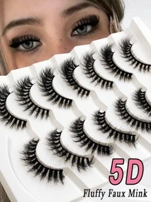 Lông Mi Giả, 7 Cặp Lông Mi Giả Dài Tự Nhiên Faux Mink Fluffy Lash Soft Full Dày Wispy Eye Faux Mink Lashes Trang Điểm Lông Mi Giả - màu đen - Xem 8