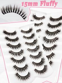 Lông Mi Giả, 7 Cặp Lông Mi Giả Dài Tự Nhiên Faux Mink Fluffy Lash Soft Full Dày Wispy Eye Faux Mink Lashes Trang Điểm Lông Mi Giả - màu đen - Xem 5