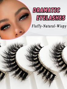 Lông Mi Giả, 7 Cặp Lông Mi Giả Dài Tự Nhiên Faux Mink Fluffy Lash Soft Full Dày Wispy Eye Faux Mink Lashes Trang Điểm Lông Mi Giả - màu đen - Xem 7